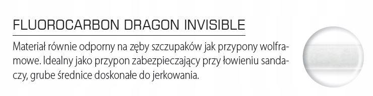 PRZYPON spiningowy DRAGON Invisible 35cm 20kg 2szt Materiał fluorocarbon