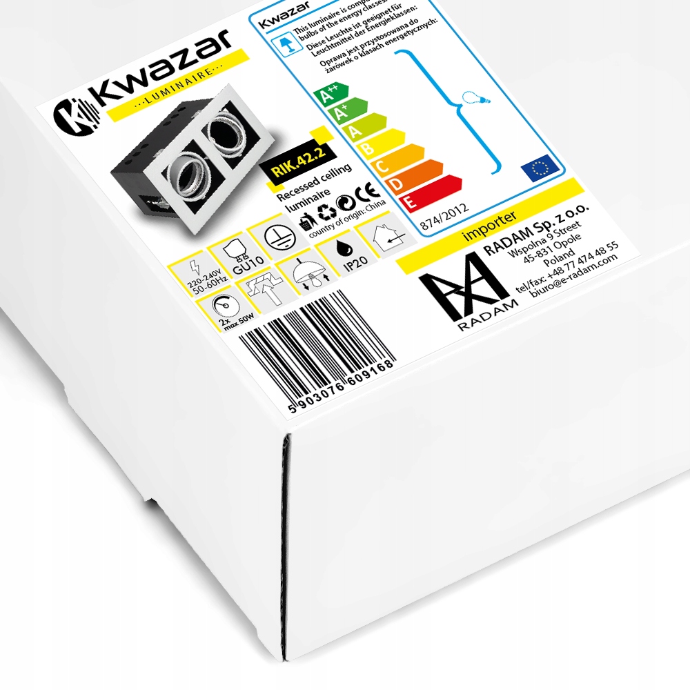 Oprawa halogenowa KWADRAT RUCHOMA do LED GU10 230V Rodzaj sufitowa wpuszczana