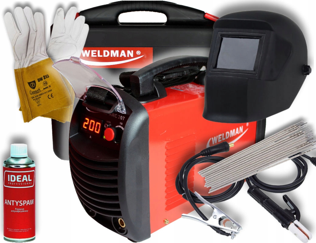 

Spawarka inwertorowa elektrodowa Mma 200A Zestaw