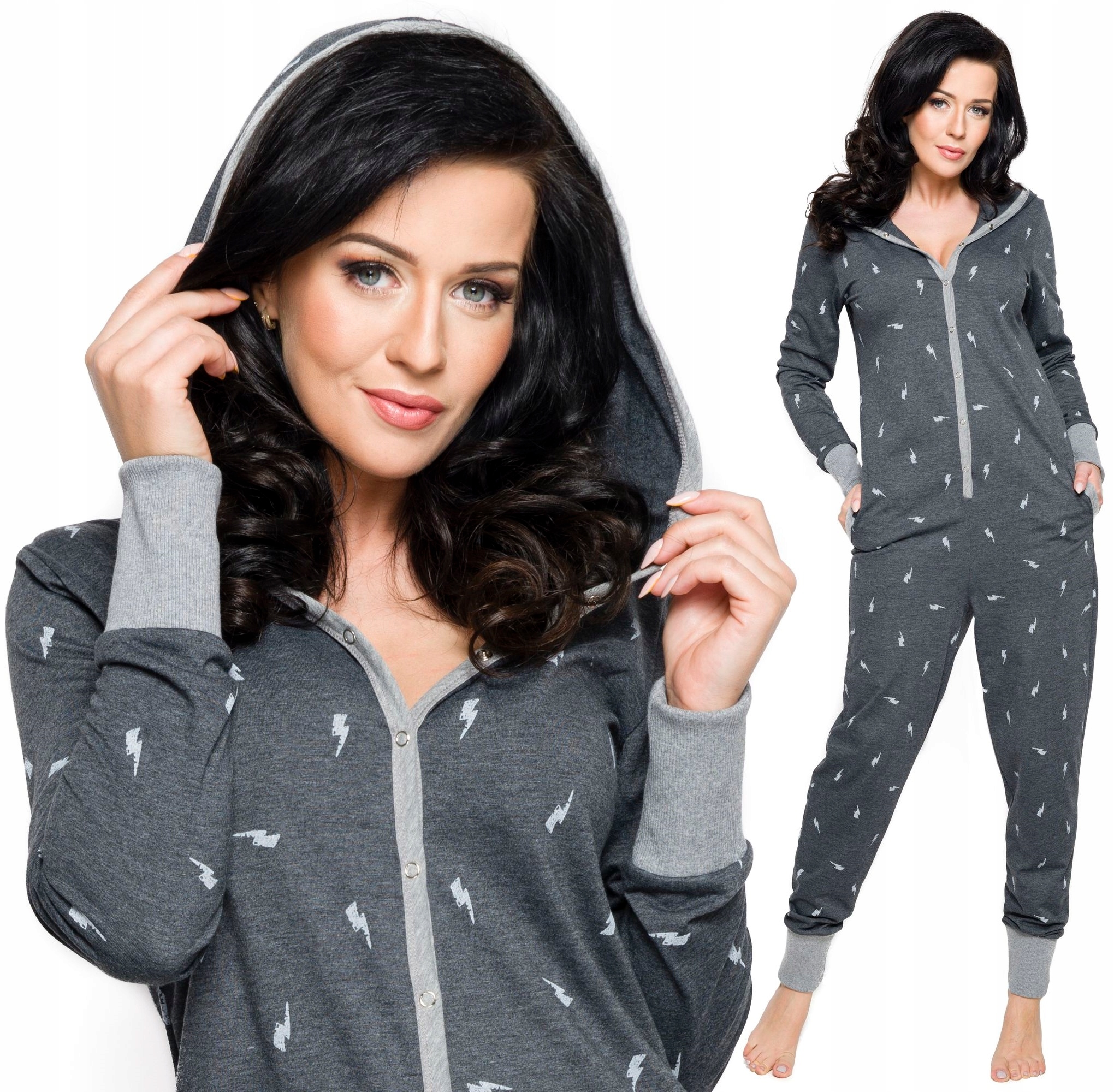 

Piżama Bawełniany Kombinezon Kaptur Onesie Pajac M