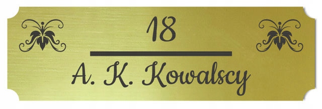 GRAWEROWANA TABLICZKA NUMER NA DRZWI ZŁOTA XD59