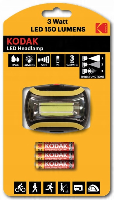 

Latarka Czołowa Led Kodak 3W 150 Lumenów 3 Tryby