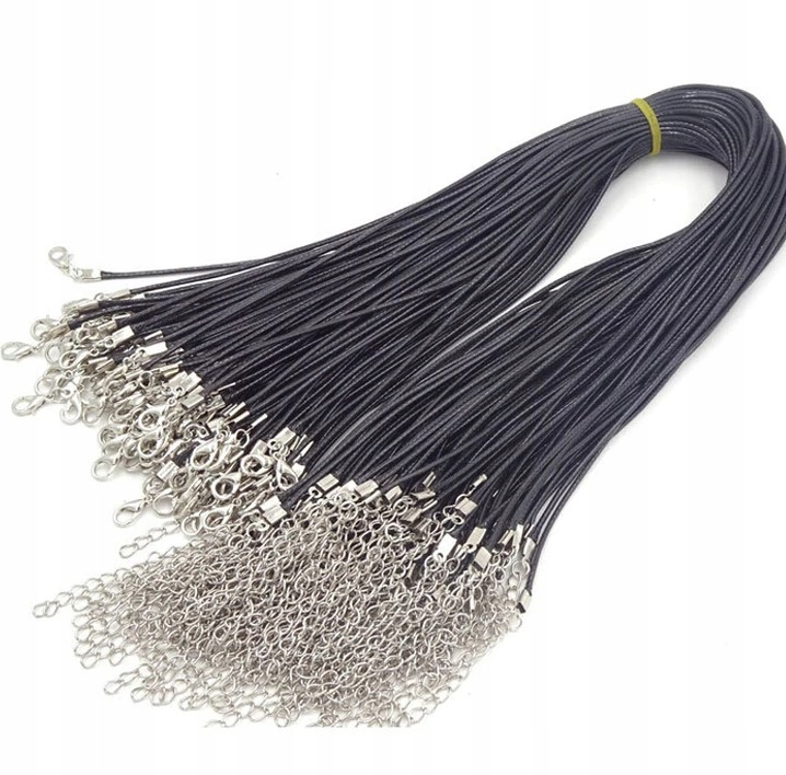 5x RZEMYK naszyjnik KOMPLET 5X CZARNY Z ZAPIĘCIEM Długość całkowita 48 cm