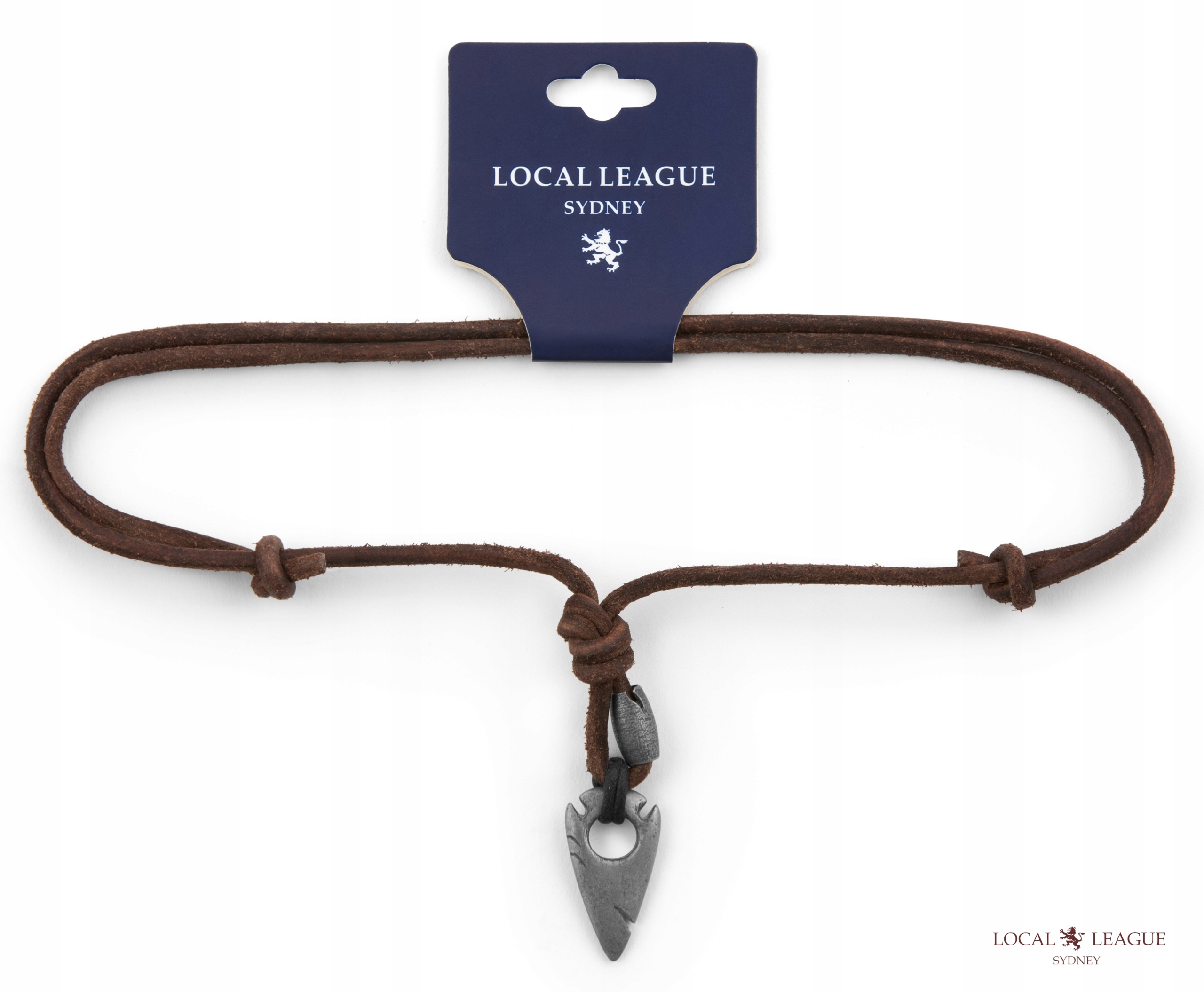 MĘSKI NASZYJNIK WISIOREK GROT STRZAŁY ARROWHEAD SKÓRZANY RZEMIEŃ REGULACJA Marka LOCAL LEAGUE