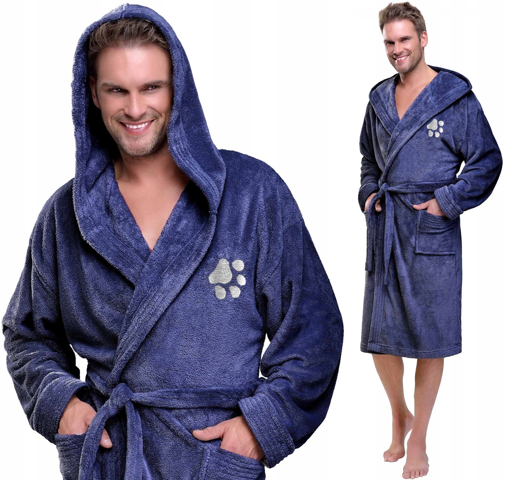 ŁAPKA SPORTOWY WYJĄTKOWY SZLAFROK MĘSKI KAPTUR L