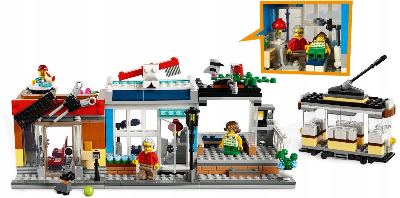 LEGO CREATOR 3W1 31097 DOM BANK KAWIARNIA TRAMWAJ Liczba elementów 969 szt.
