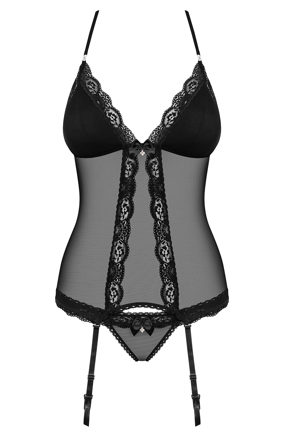 Koronkowy gorset stringi OBSESSIVE 841 L XL Rodzaj Ozdobne