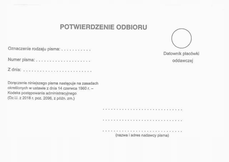 

Zwrotne potwierdzenie odbioru a'100 02191 Typograf