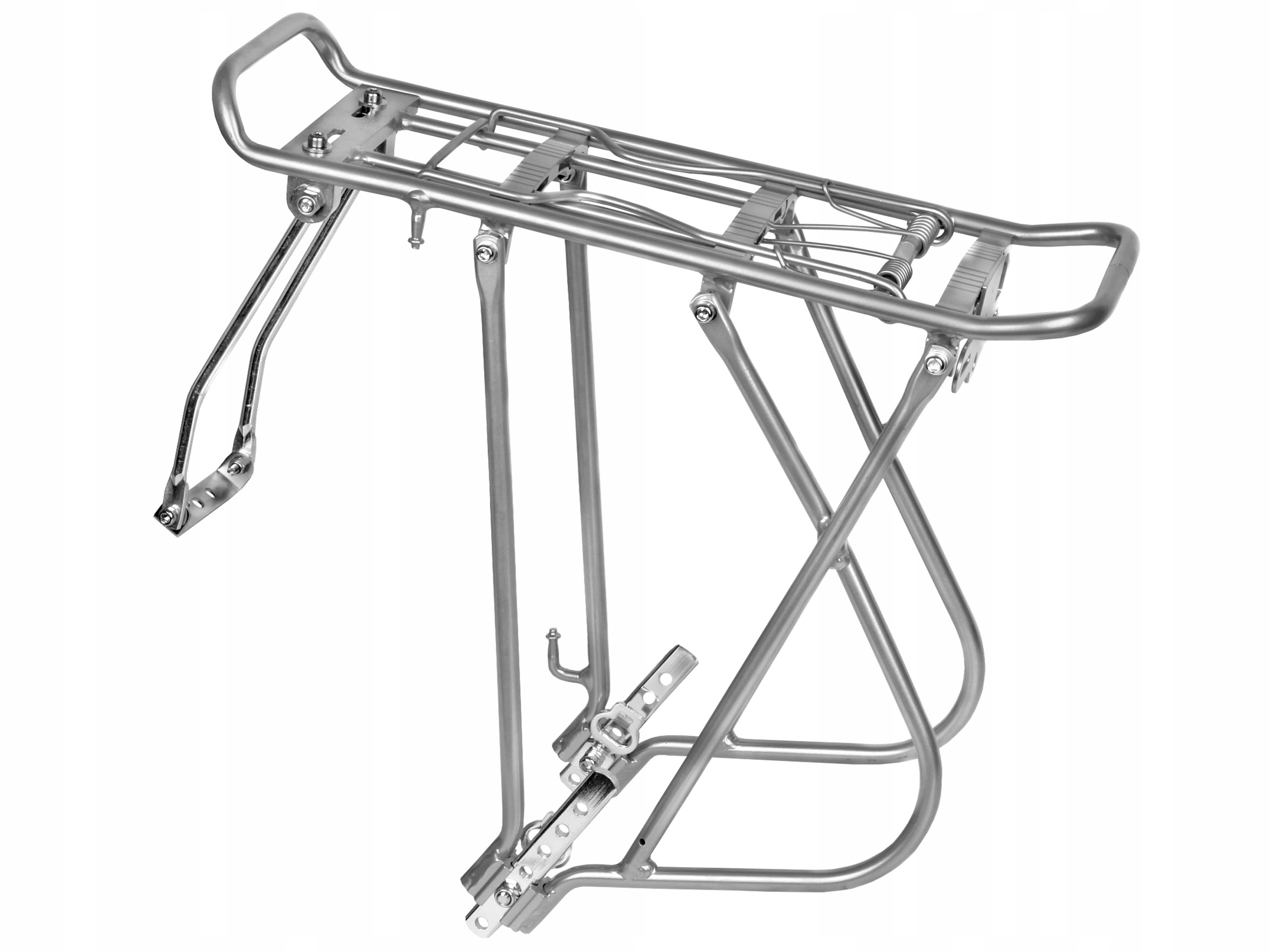 

Mocny bagażnik rowerowy aluminiowy pod sakwy srebr