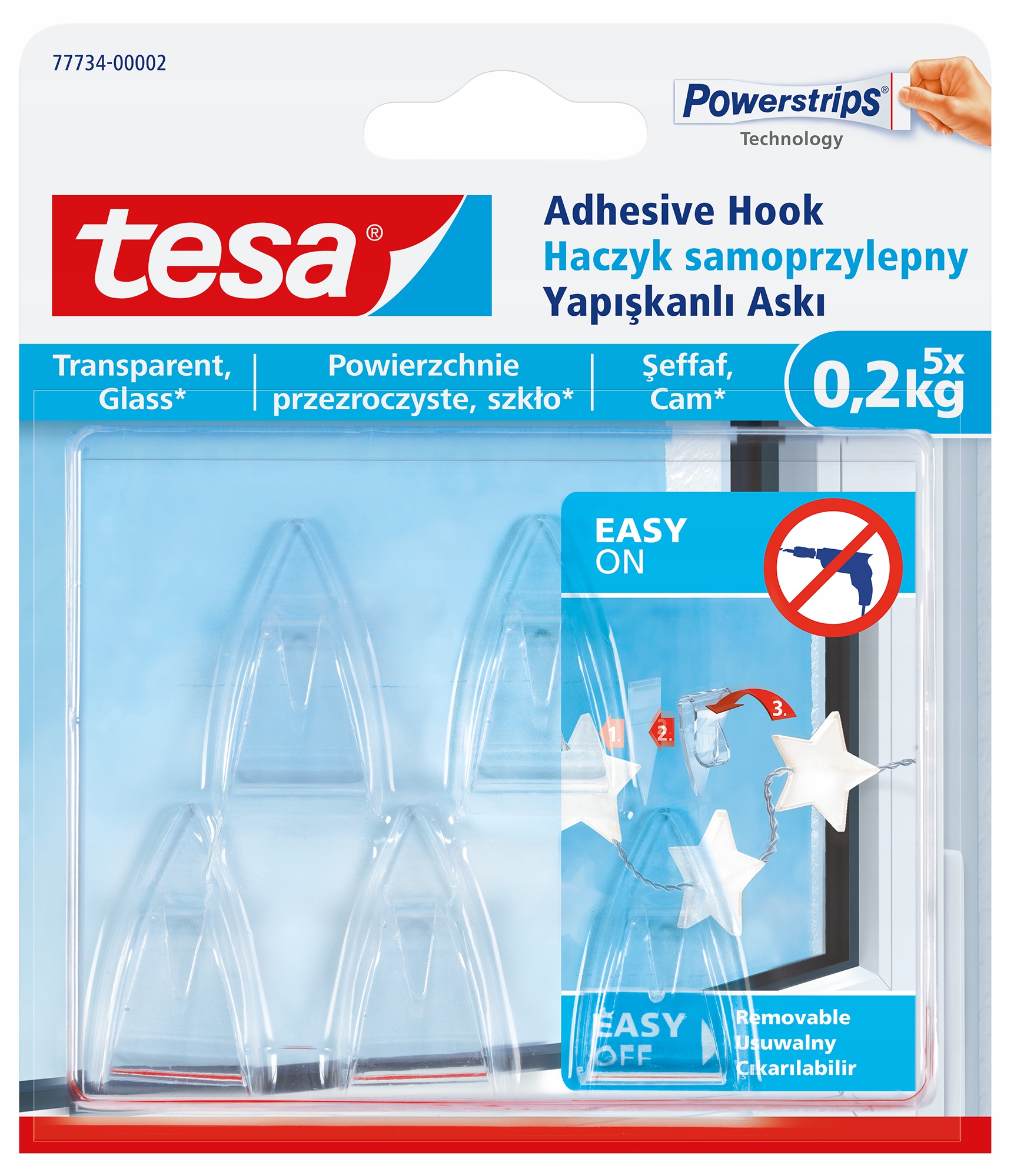 

Haczyki samoprzylepne do ozdób tesa przezroczyste