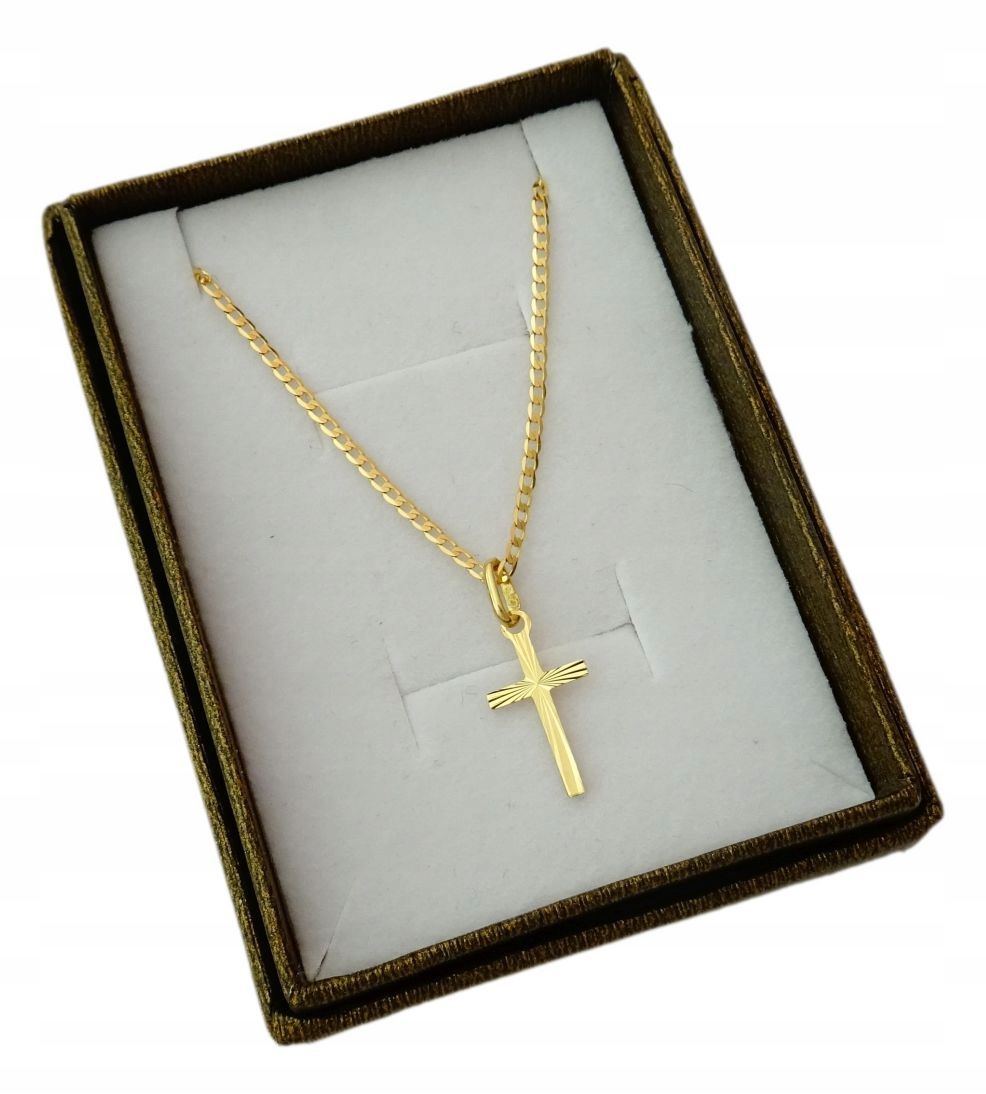 ŁAŃCUSZEK ZŁOTY PEŁNY + KRZYŻYK 55 CM. PR. 585