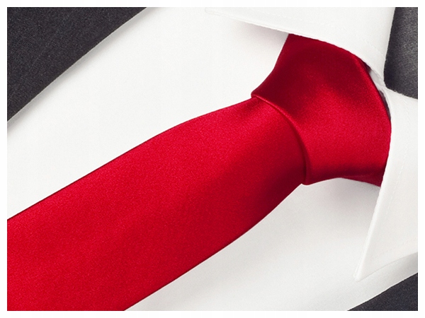 GŁADKI Jednokolorowy Krawat 7cm Męski CZERWIEŃ R17