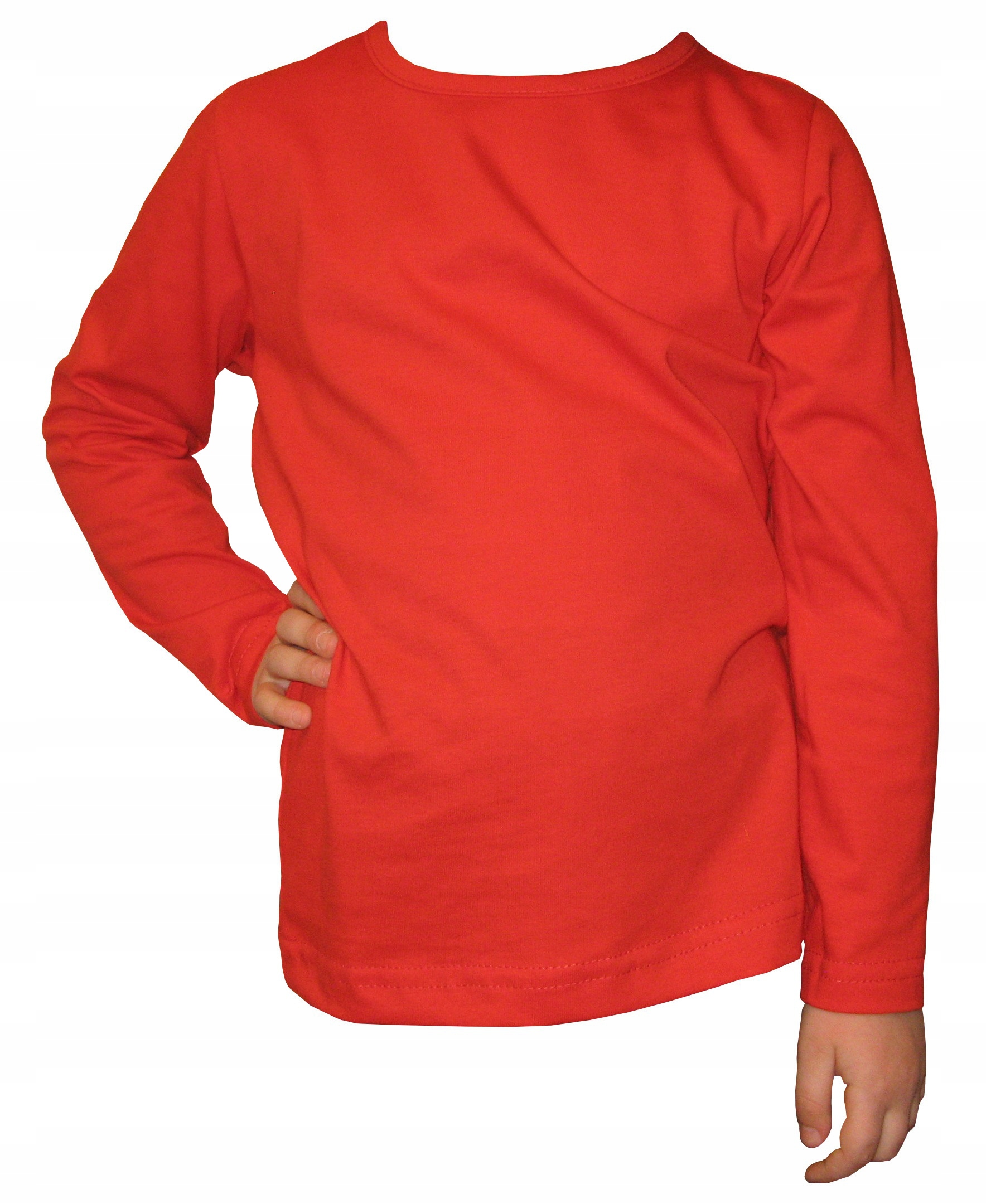 BLUZKA DŁUGI RĘKAW, 95% BAWEŁNA KOSZULKA, POLSKI PRODUCENT r116 czerwona