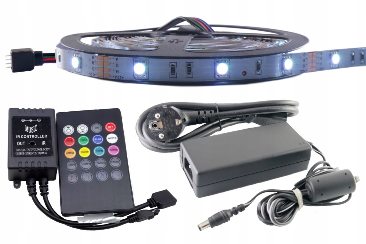 

Zestaw taśma Led Smd Rgb 5050 Muzyczny Disco 5m