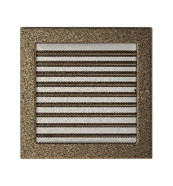 Krbová mřížka s žaluzií 22x22 cm černo-zlatá