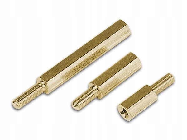 Tuleja dystans mosiężny 5mm z gw. M3 Z/W 8szt