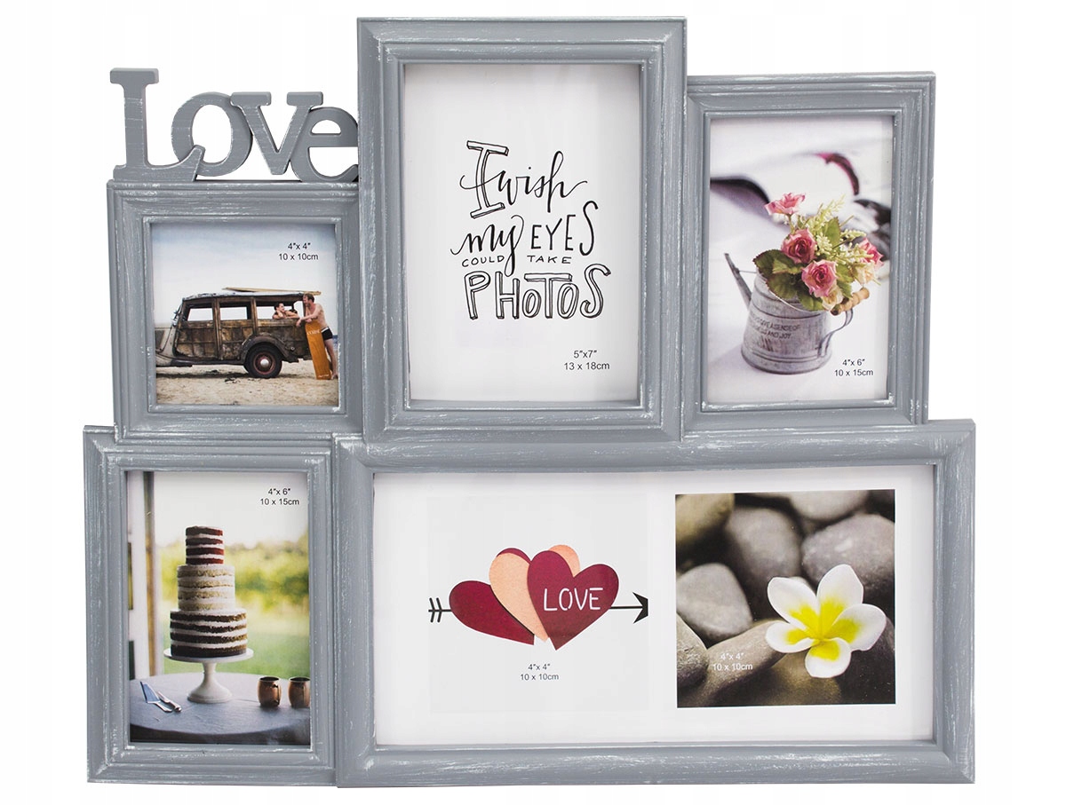 

Ramka Na Zdjęcia Love 6 Zdjęć Multi szara UC70407