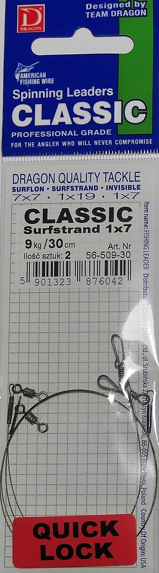 DRAGON PRZYPONY surfstrand CLASSIC 1x7 30cm 9kg