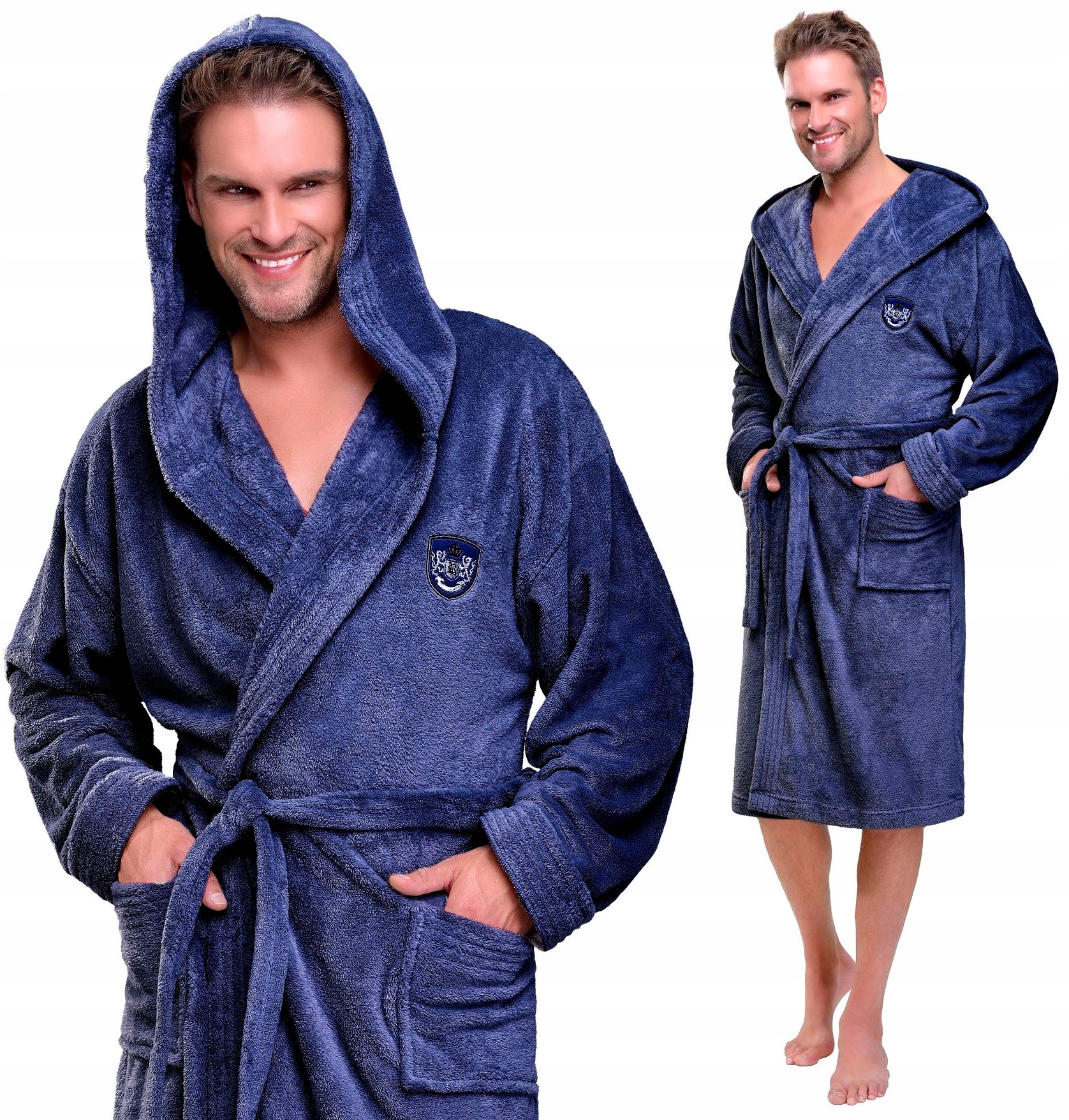 SPORTOWY WYJĄTKOWY SZLAFROK MĘSKI Z KAPTUREM XL