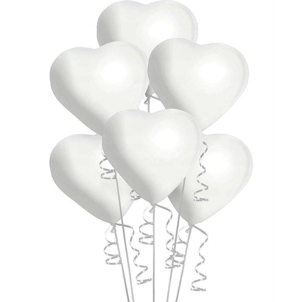 

Balony Serca Białe Walentynki Ślub Komunia 10szt.