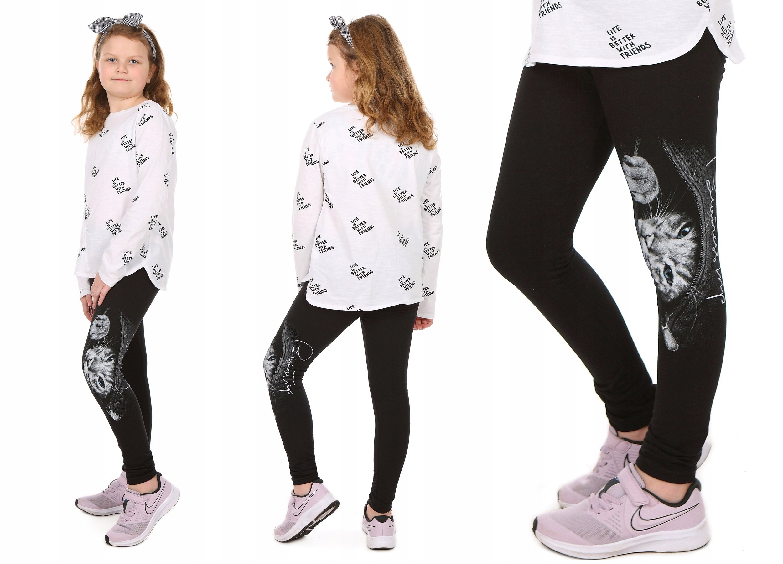 Legginsy getry KOT zip MIX KOLORÓW r.158 Prod.PL