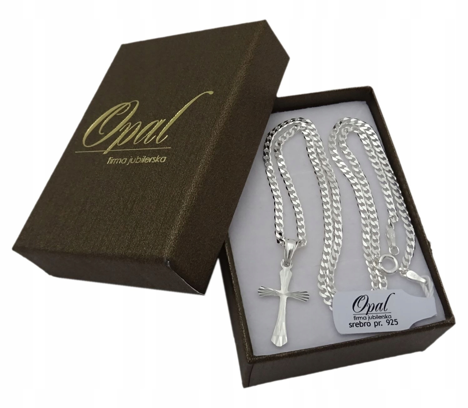 

Łańcuszek Srebrny 925 Pancerka 45 CM Krzyżyk Męski