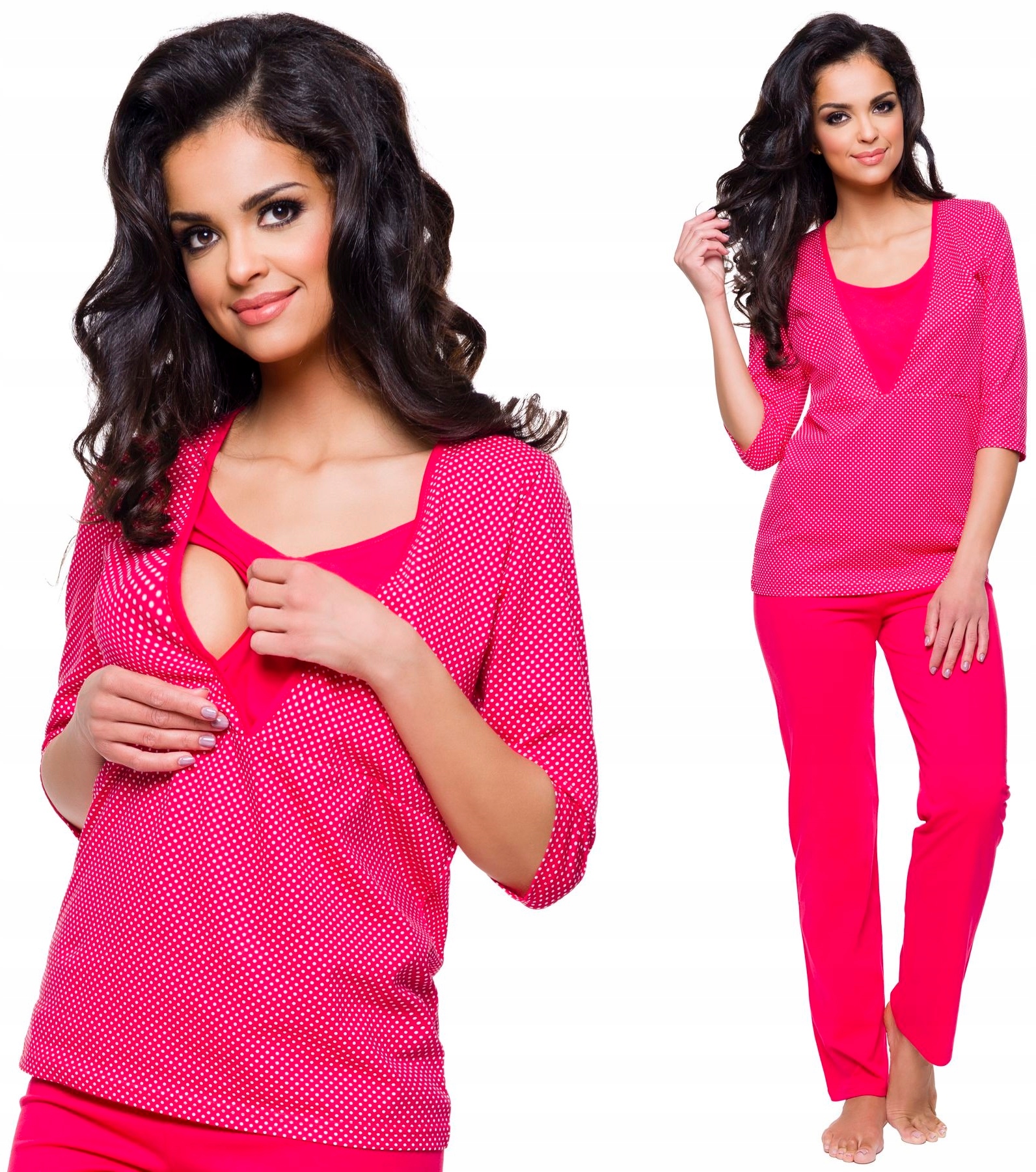 BAWEŁNIANA DYSKRETNA PIŻAMA DO KARMIENIA GROSZK XL