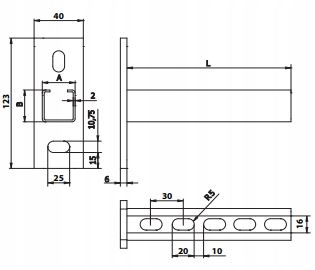Wspornik ścienny perforowany konsola ocynk T 750mm Marka Alnor