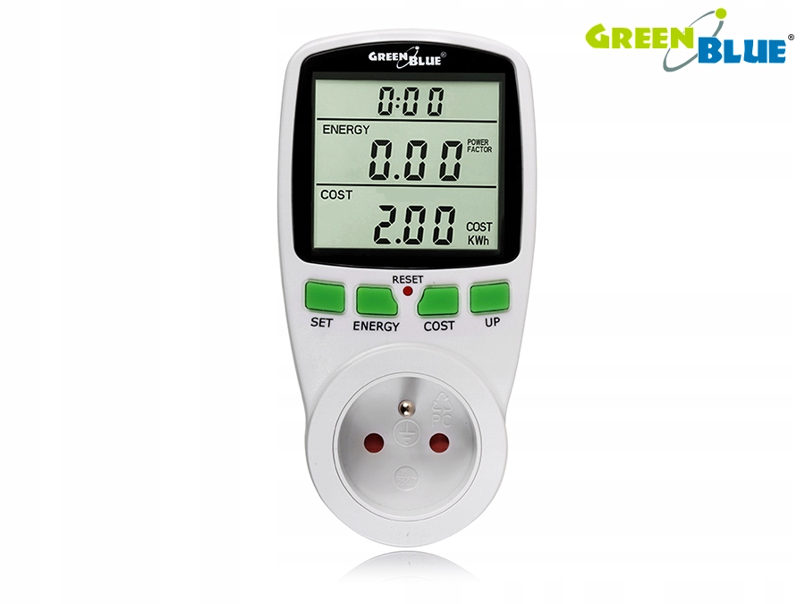 WATOMIERZ LICZNIK ENERGII MIERNIK DO ZUŻYCIA PRĄDU MOCNY GreenBlue GB202 Model GB202