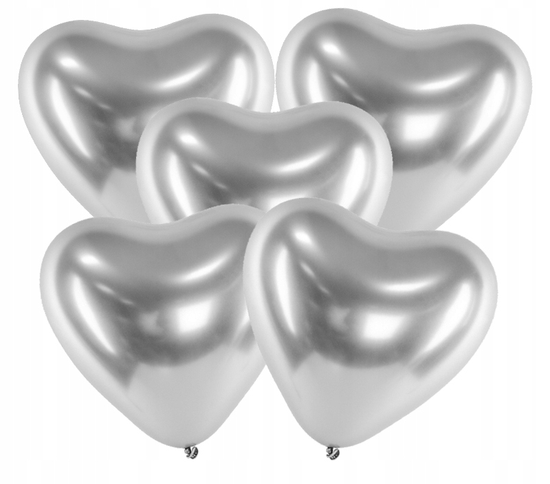 

Balony Serca Glossy Srebrne Walentynki Ślub 5szt.