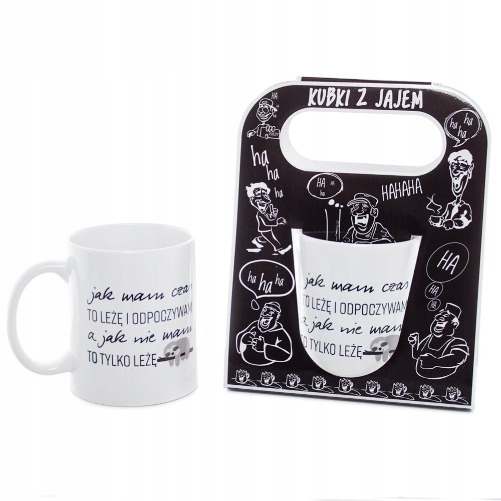 kubek ceramiczny z napisem 'Jak mam czas to leżę i odpoczywam...' — 2