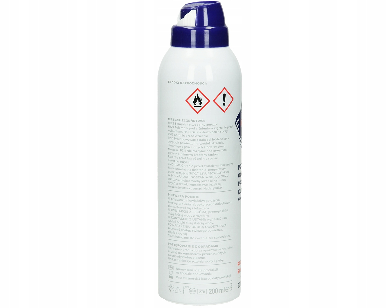 SPRAY ŚRODEK ODSTRASZACZ NA KLESZCZE KOMARY 200ML Rodzaj rozpylacz, aerozol