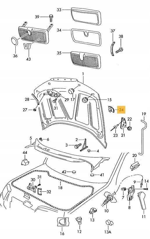 UCHWYT PODPÓRKI MASKI FABIA OCTAVIA II ROOMSTER 6Y0823397A Numer katalogowy części 6Y0823397A209