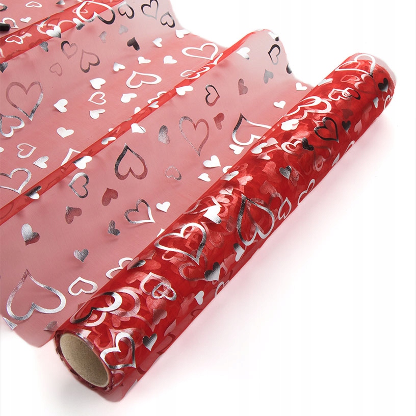 

Organza Organtyna 36cm x 9m bieżnik - Serca !!!