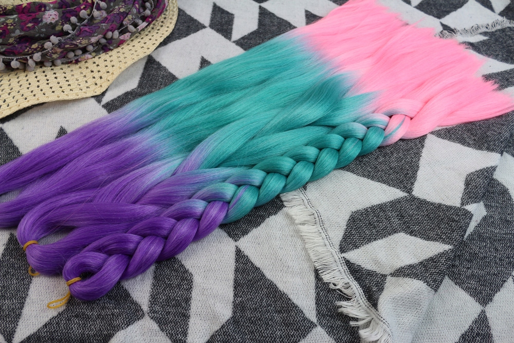 Włosy SYNTETYCZNE do warkoczyków KOLOROWE warkoczyki DOCZEPIANE WŁOSY ombre Marka Luvu