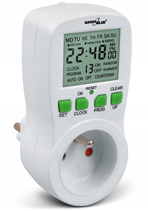 PROGRAMATOR CZASOWY LCD WYŁĄCZNIK TIMER 16A 3860W GreenBlue GB107 Stan opakowania oryginalne