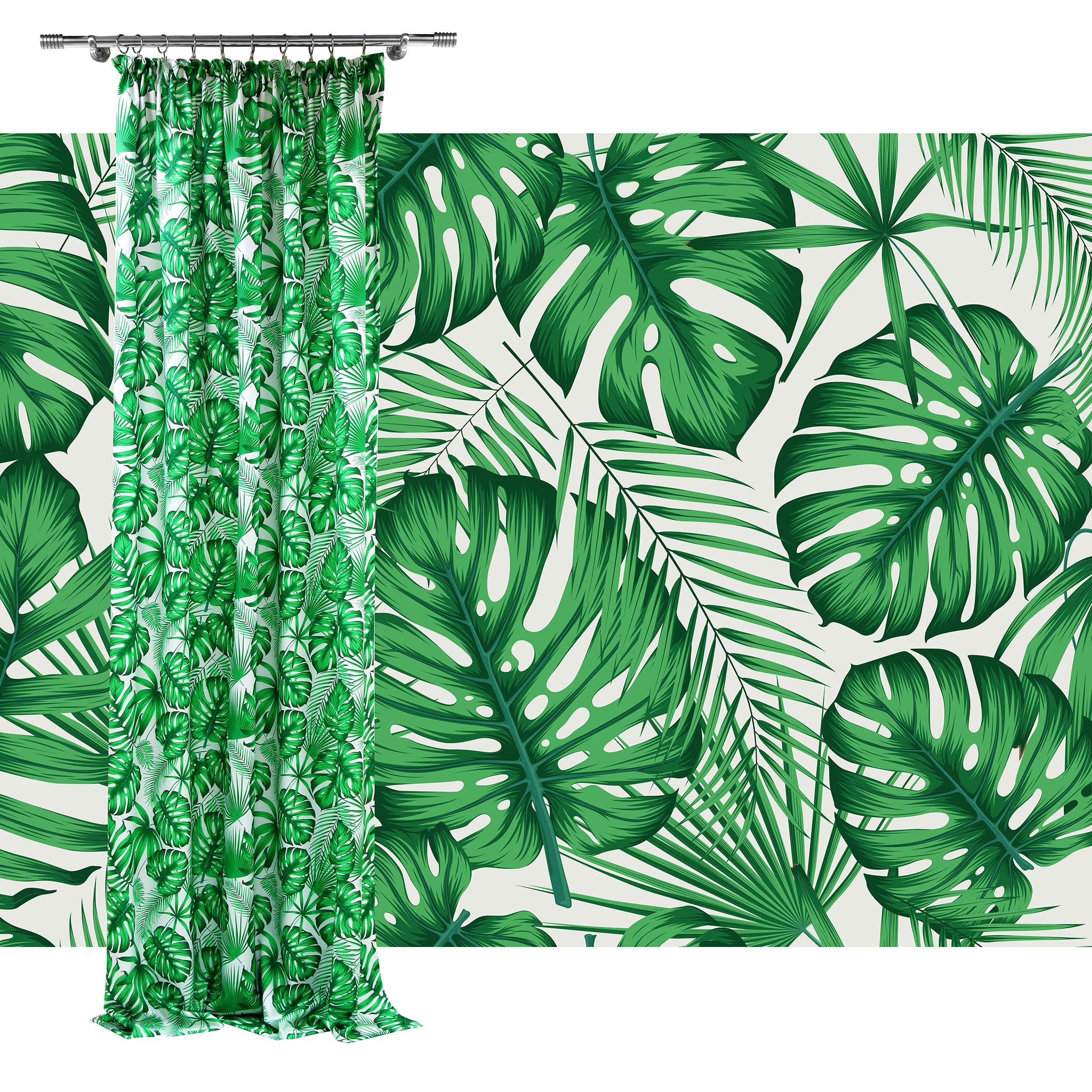 

Gotowa Zasłona Na Żabki Na Taśmie 140x250 Monstera
