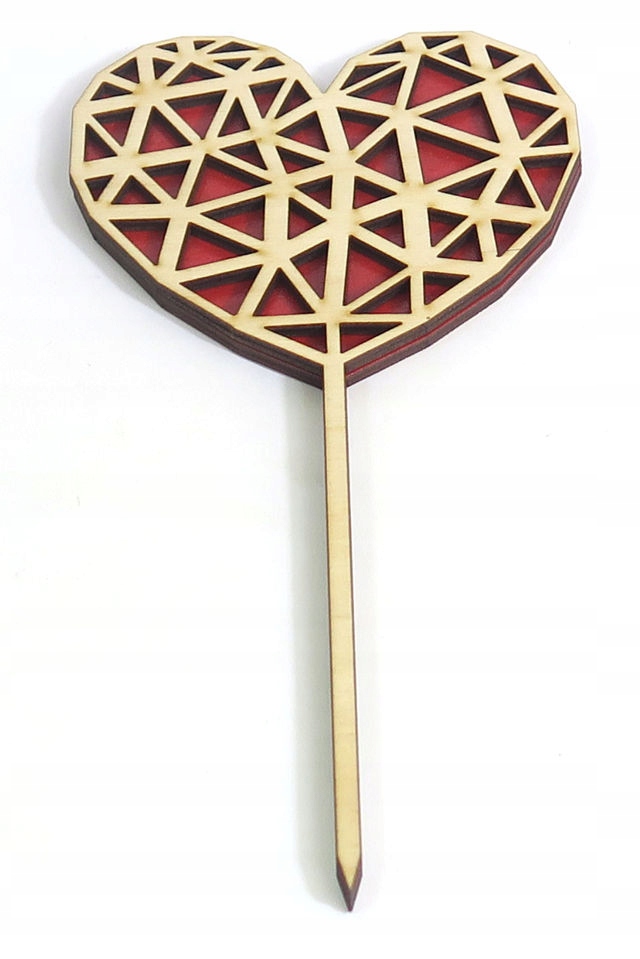 2x TOPPER PIKER DEKOR MALOWANE CZERWONE SERCE OT38 Kolor dominujący bezbarwny