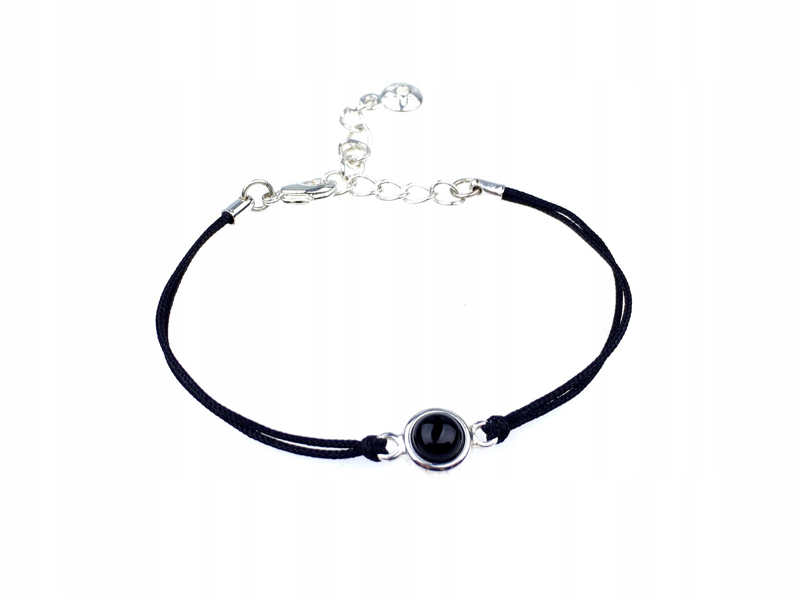 

delikatna bransoletka czarny onyks regulowana