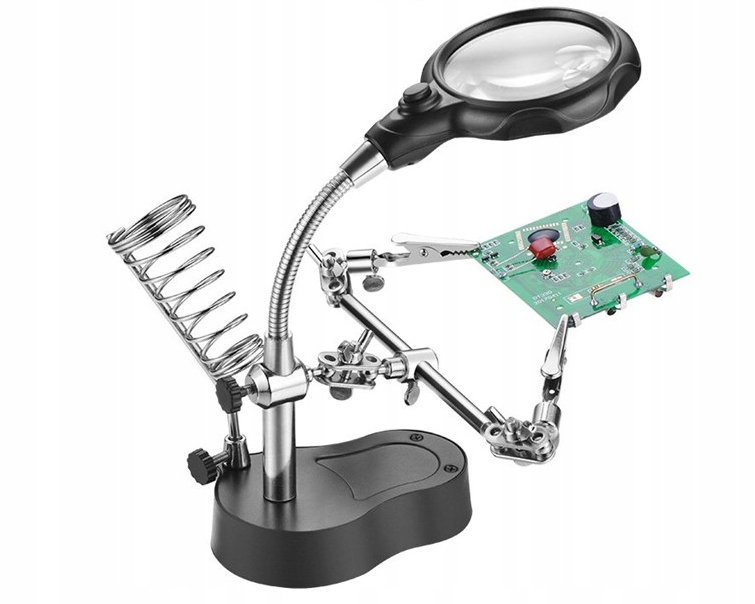 Zestaw Trzecia Ręka do Lutowania Lupa Uchwyt + LED Stan opakowania oryginalne