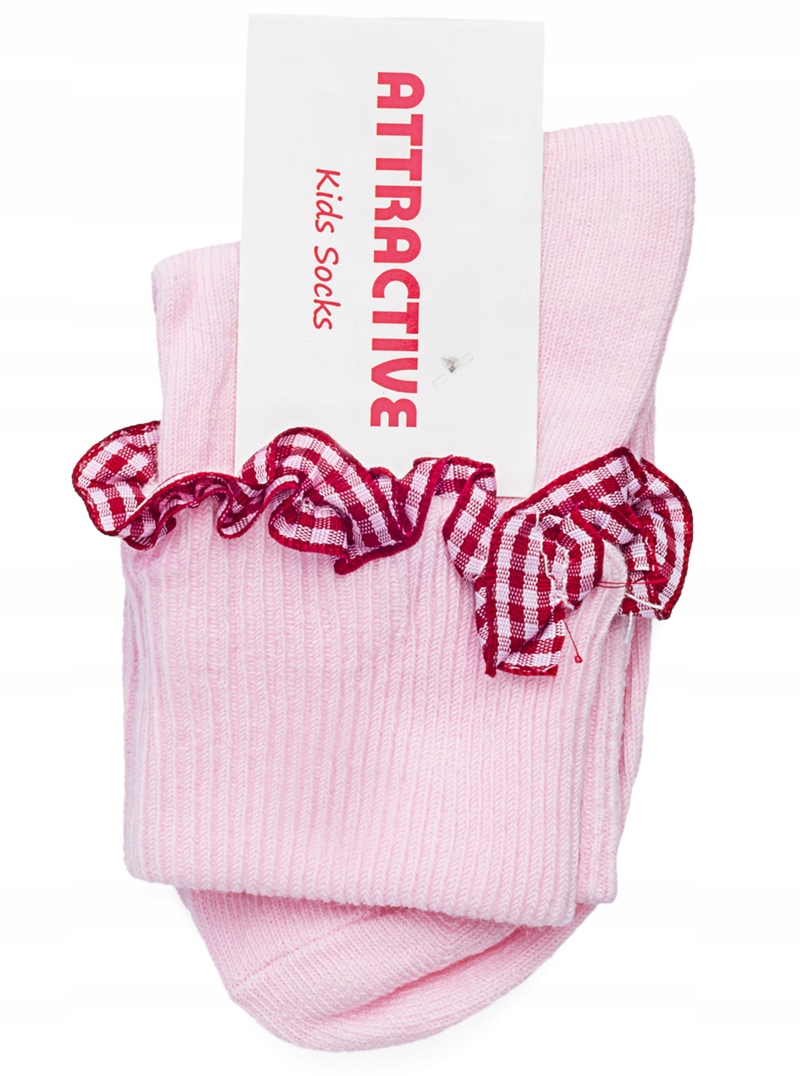 

Dziewczęce różowe skarpetki z falbanką r.25/27