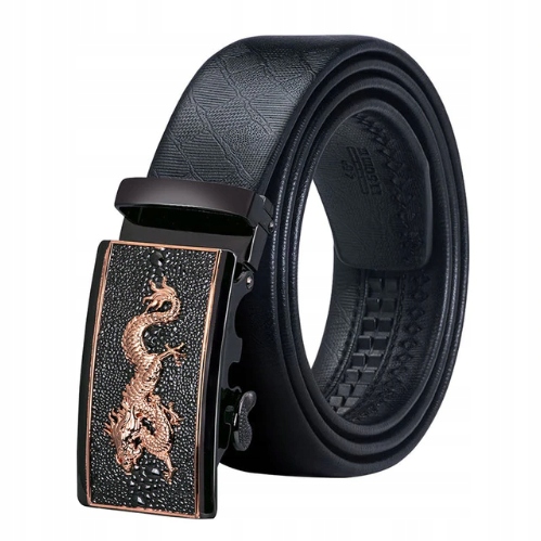 Luxusní Černý Pánský Kožený Opasek Automatický Drak 150 CM