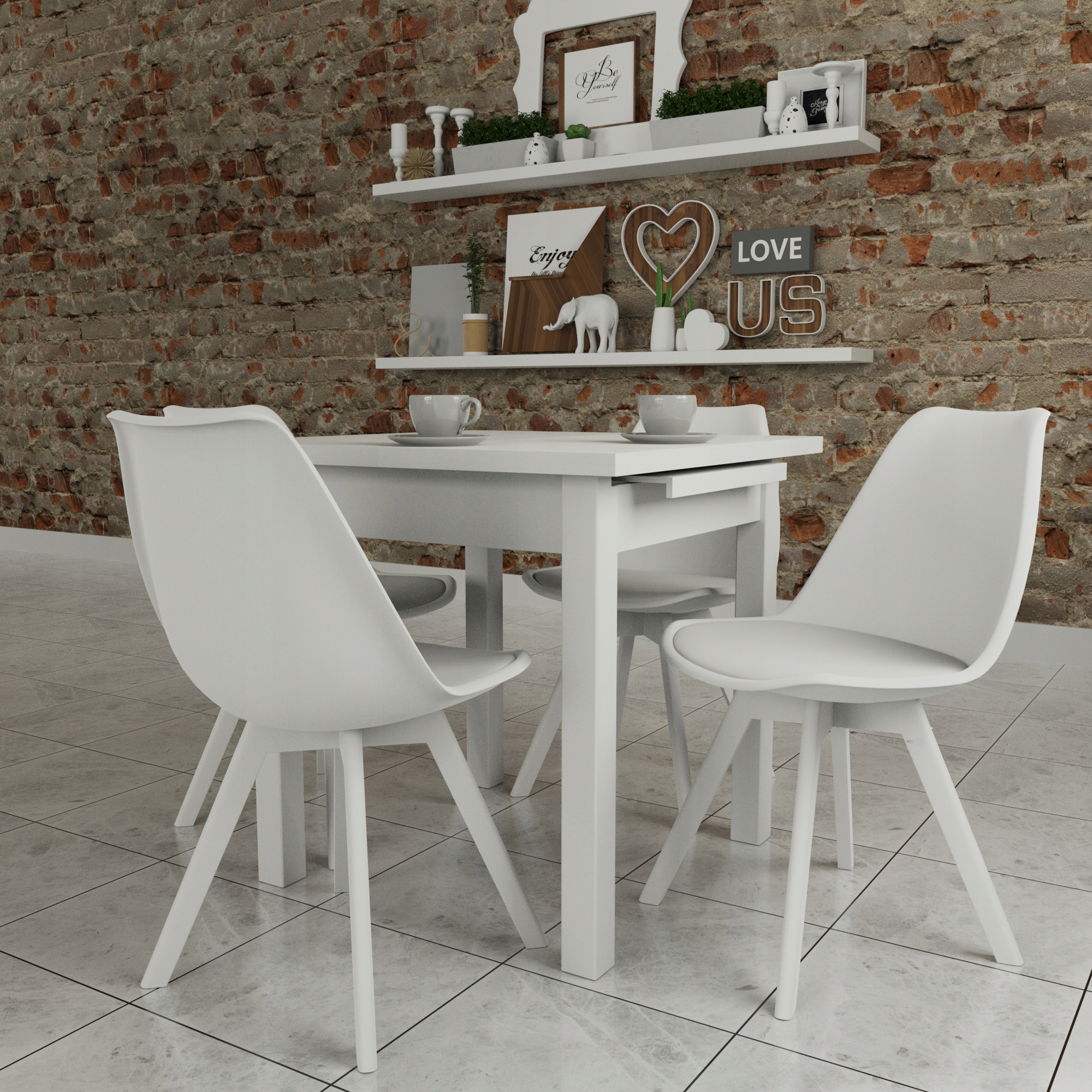 NOWOCZESNE MEBLE DO KUCHNI ANEKSU STÓŁ I KRZESŁA Szerokość stołu 80 cm