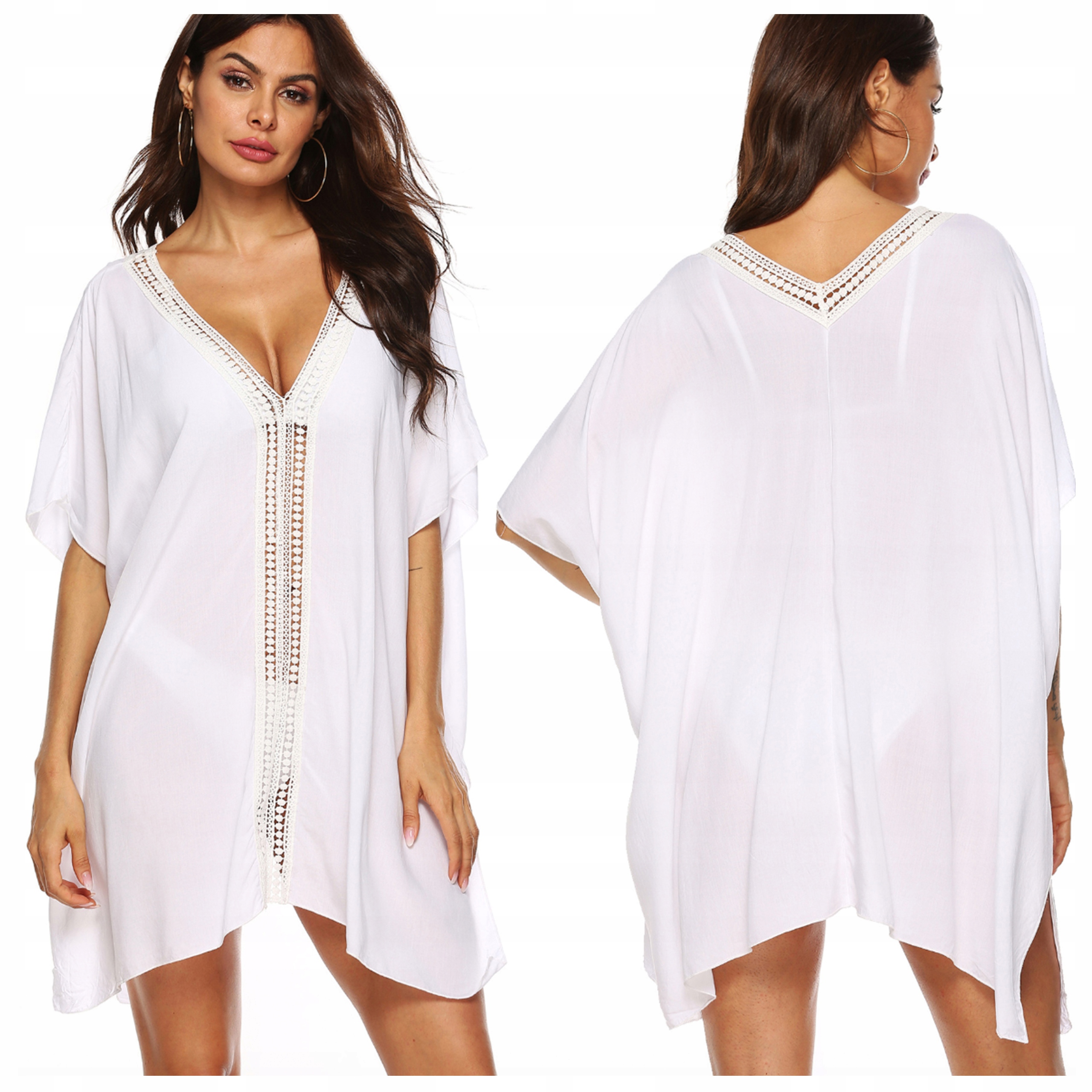 

Pareo sukienka plażowa boho Haft dekolt tunika