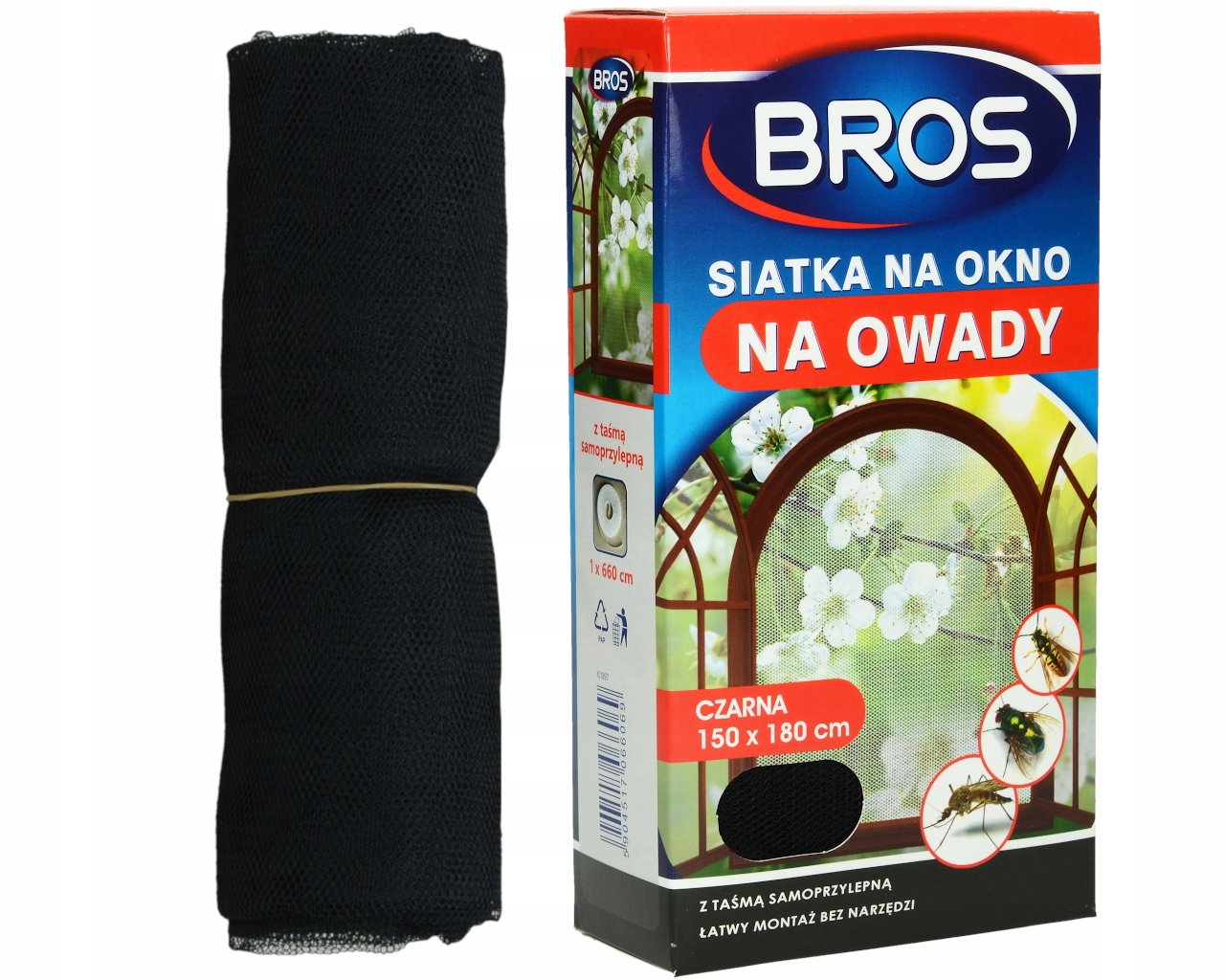 

Moskitiera Na Okno Na Owady Czarna Bros 150X180CM