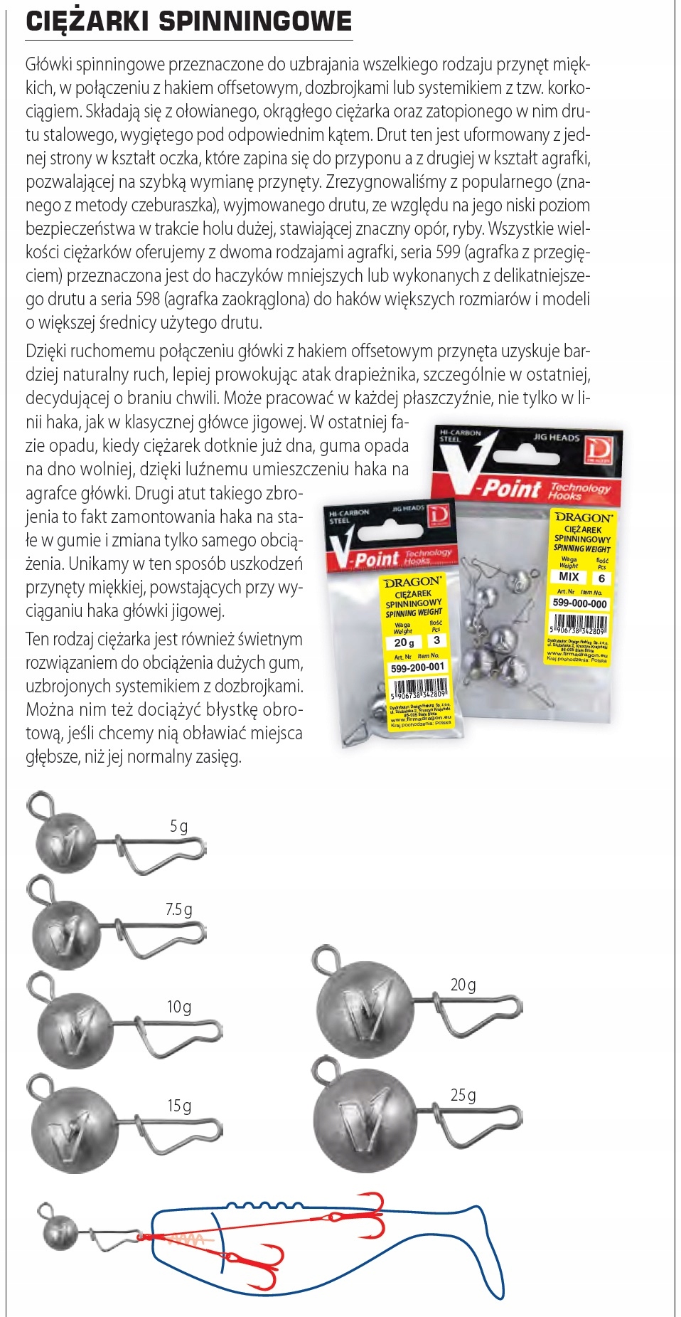 Główki jiggowe CZEBURASZKA 599 Dragon 3szt - 20g Marka Dragon