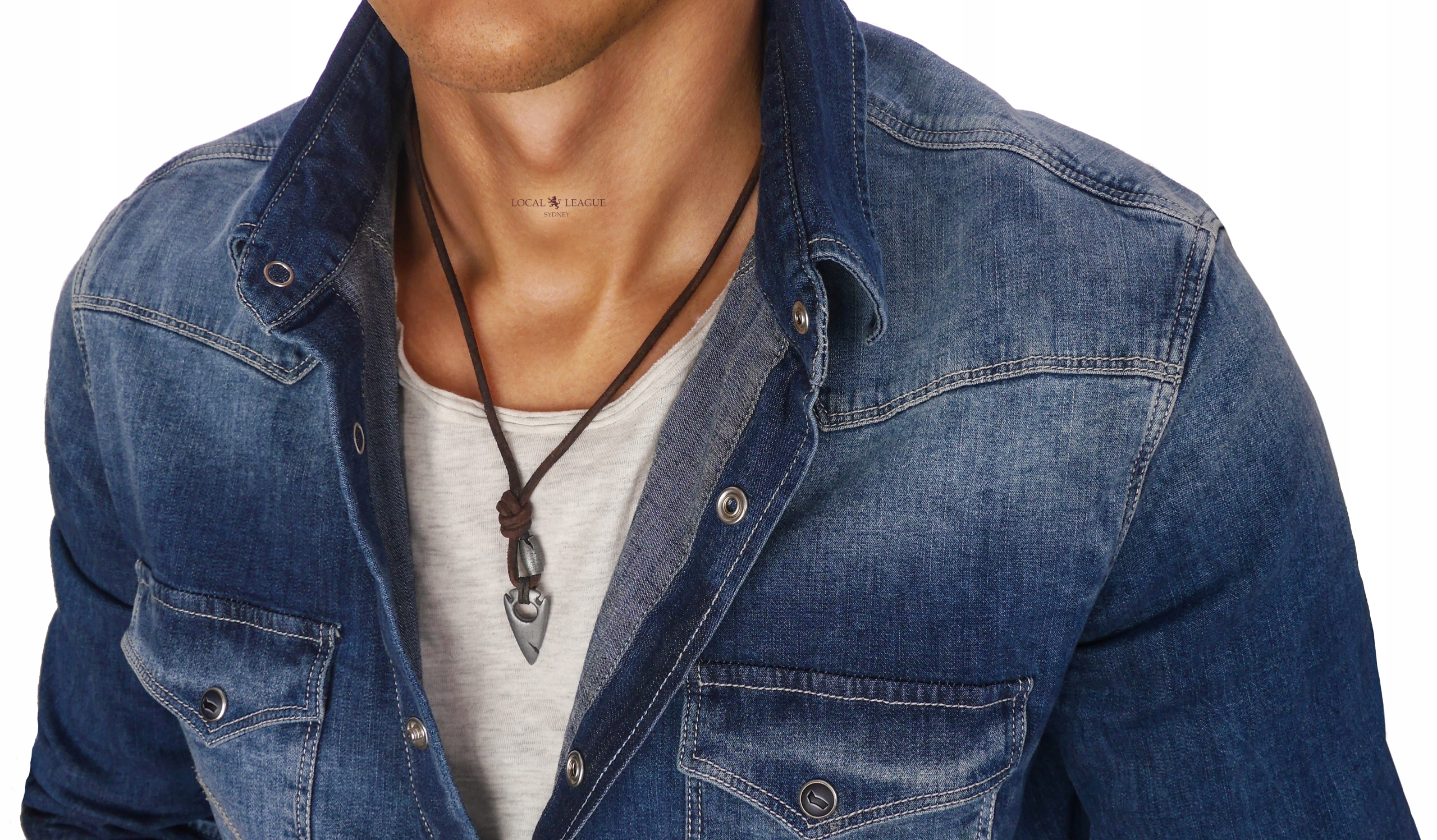 MĘSKI NASZYJNIK WISIOREK GROT STRZAŁY ARROWHEAD SKÓRZANY RZEMIEŃ REGULACJA Splot Inny splot