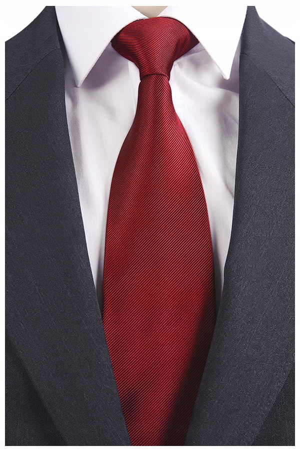 ŻAKARDOWY Krawat Męski Prążki Gładki BORDOWY rc22 Materiał dominujący poliester