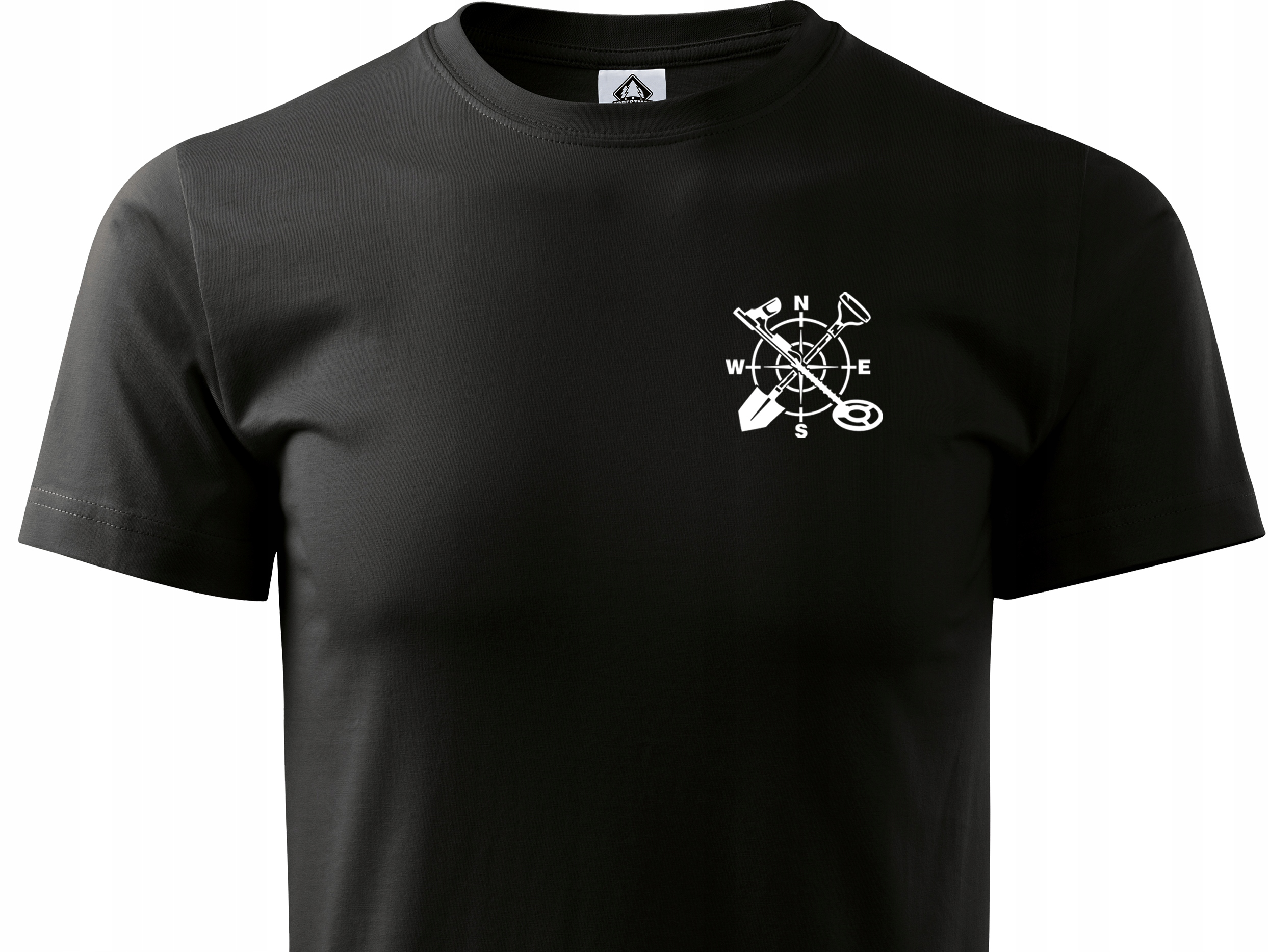 

Czarny T-shirt nadruk wykopki róża wiatrów