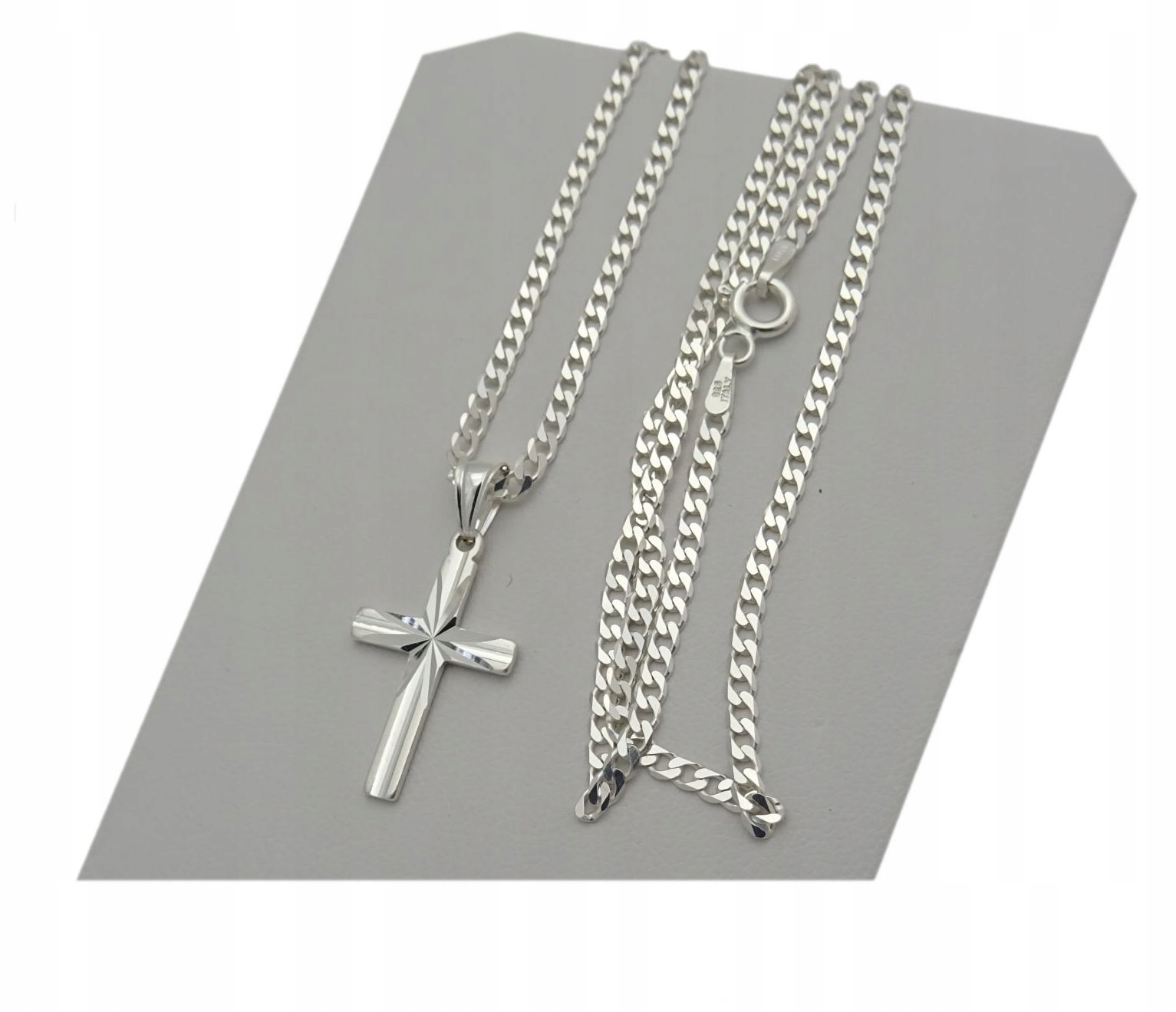 ŁAŃCUSZEK SREBRNY 925 PANCERKA 50 CM KRZYŻYK MĘSKI Marka Inna marka